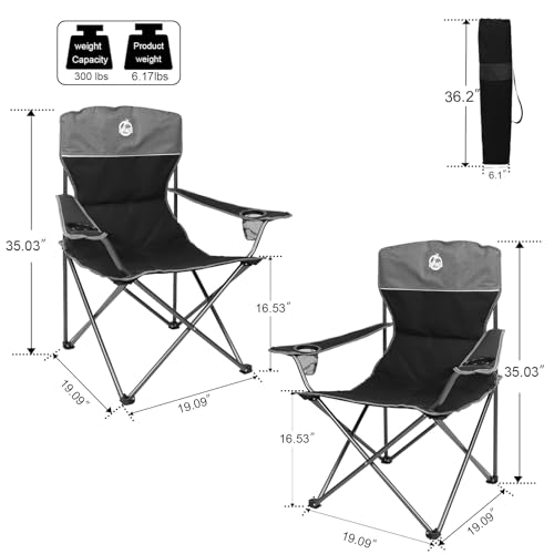 Northroad Folding Camping Chair Set of 4, Portable Collapsible Conversation Set w/1 Sofa, 2 Single Chairs, 1 Table for Family Patio, Outdoor Travel,Beach(Black) - Image 5