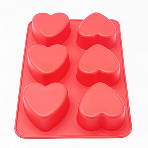 X-Haibei Love Gift 6 Heart Shape Silicone Mold Lotion Bars Soap Bath Bombs Moulds Cake Muffin Baking Deep Cavity 4Oz Per Cell #TOP3