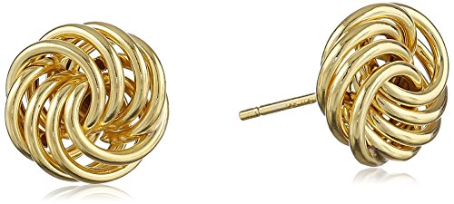14k Yellow Gold Flower Loveknot Stud Earrings