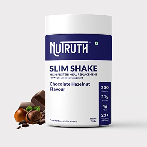 Image of High Protein Meal Replacement Chocolate Hazelnut Flavoured Slim Shake | 21 Gm Protein /Serving | Weight Control & Management Protein Shake (500 Gm)