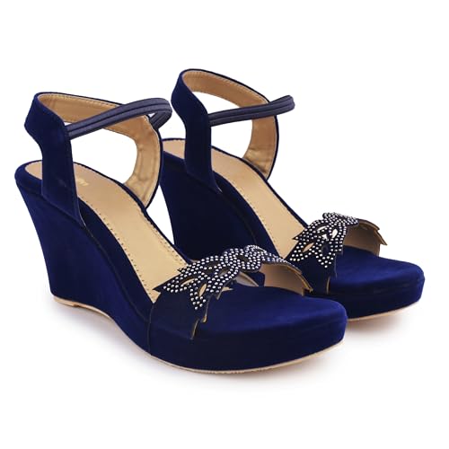 Image of Women's Platform Heels Signora115|Chunky Flared High Heel Sandals |Glossy Open Toe with Ankle Strap Signora115