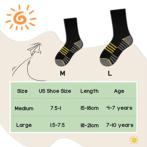 Comfoex Boys Crew Socks For Kids 4-10 Years Old Athletic Long Socks With Cushioned Sole 6 Pairs4