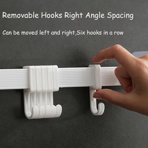 Porta Utensili da Cucina, 2 PCS Barra Portautensili Scaffale di Stoccaggio Organizer Con 6 Ganci Rimovibili per Bagno e Cucina Utensils Holder - immagine 4