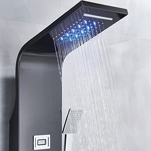 Panel de Ducha de Acero Inoxidable con Torre LED y 6 Funciones de Masaje miniatura 7