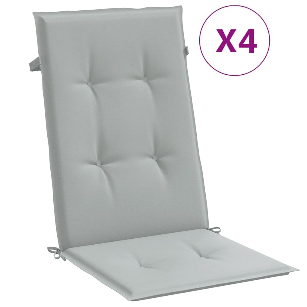 ShGaxin Cojines para Silla Respaldo Alto 4 uds Tela Gris Claro Melange, Cojines para Butacas De Jardin, Cojines Sillas Cocina, Cojines para Sillas De Terraza, Cojin Silla Exterior - 4002413