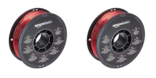Image of Amazon Basics TPU 3D Printer Filament, 1.75mm, Red, 1 kg Spool (2.2 lbs) (Pack of 2)