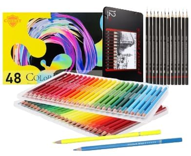 Corslet 60 Pcs Drawing And Sketch Pencils for Artists Kit Sketch Pencils Set for Artists Pencils Drawing Pencil Oil-Based Professional Pencil Set for Beginner Adult for Adults Coloring