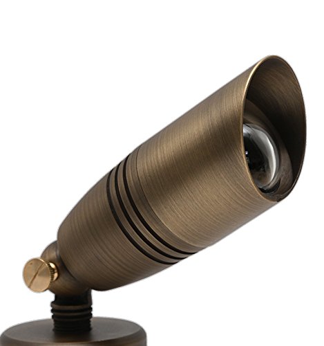 MIK SolutionsLED Spot Light 105 Solid Brass Metal Wall Light 7W MR16 LED Bulb - Landscape Light Security Lighting for Beautiful Bright Long Lasting Home Garden Patio Deck Pool Lighting (Single)