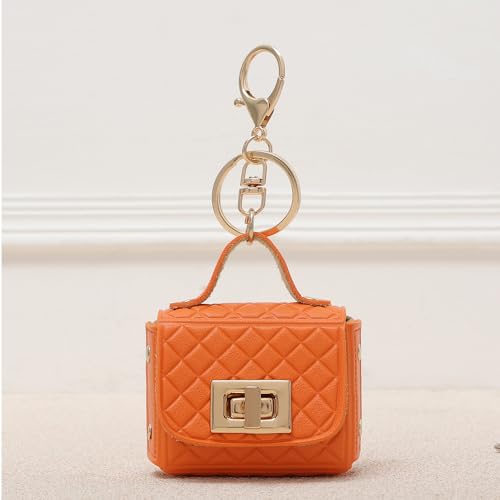 Mini mochila chaveiro para mulheres, bolsa pequena para moedas, porta-moedas, porta-chaves com trava torcida, bolsa para fone de ouvido, mini carteira organizadora de moedas, Laranja, Standard