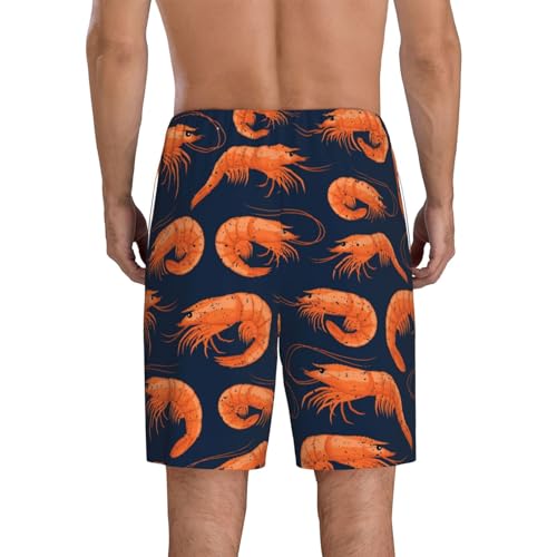 Shrimp Pattern Sea Food Pattern Men's Beach Shorts Pajama Shorts Swim Trunks with Pockets Funny Swimsuit3