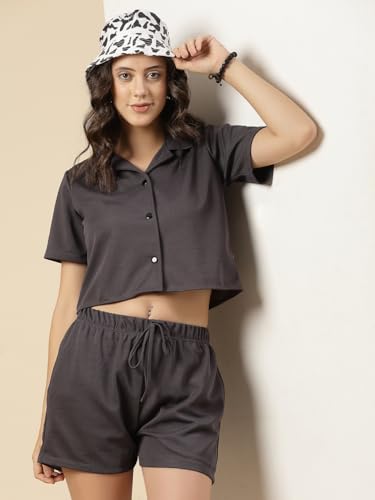 Image of Rigo Cotton Co-ord Set for Women | Round Neck, Slim Fit Tracksuit Co-ords Set for Women | Stylish Dresses for Women | Casual Wear, Beach Wear, Vacation Wear Outfit for Women