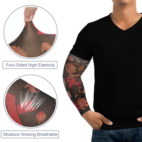 Toulite 2 Pairs Lymphedema Compression Arm Sleeves, Floral Style, Unisex Adult, Pink Ribbon Breast Cancer Awareness, 20-30 MmHg, Size S, UV Protection, 80% Nylon, 20% Spandex