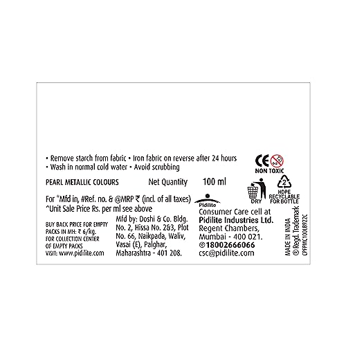 Image of Fevicryl Acrylic Pearl Metallic 100ML Colour Combo | Paint on Canvas, Wood, Earthenware, Stone, thermocol, Metal, Leather, Glass | Ideal for Artists, Beginners and Gifting