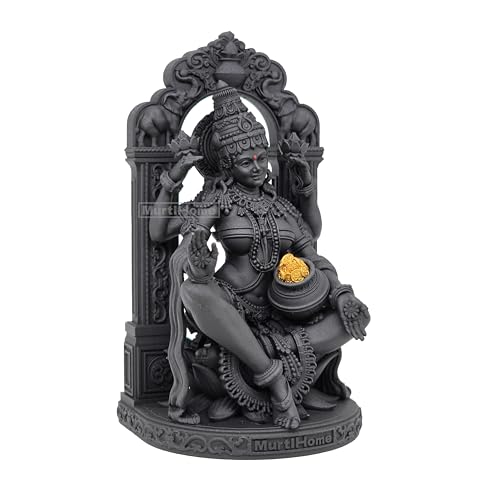 Image of MurtiHome Lakshmi Devi Murti, The Goddess of Fortune Mahalaxmi Idol | 10.32 cm Tall Small Black Color Figure Made From UV Resin, Crafted by 3D Printer for Car Dashboard, Home, Office, Gift