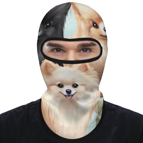 Balaclava para Hombres con Estampado de Pomeranian, Máscara de Invierno para Ciclismo y Esquí, Protección Facial y Cuello Multifuncional miniatura 7