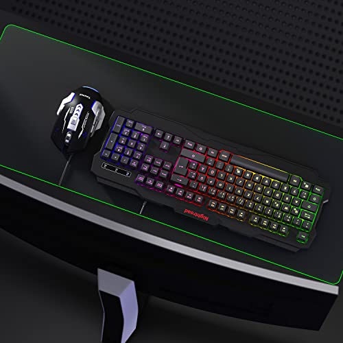 Gaming Tastatur mit Maus (DE Layout) 7 Tasten Gaming Maus mit 7 LEDs als Beleuchtung (600/800/1200/1600/2400 / 3200 DPI Einstellbar) Rainbow Hintergrundbeleuchtung Gaming Keyboard for Xbox One PS4 PC - Image 7