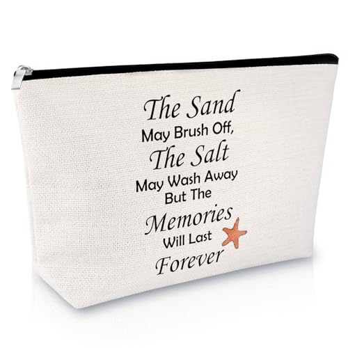 Sfodiary Summer Beach Themed Makeup Bag Graduation Gifts for Friends Graduate Friendship Gifts for Women Friends Funny Beach Cosmetic Bag Long Distance Presents for Sister Besties Zipper Travel Pouch