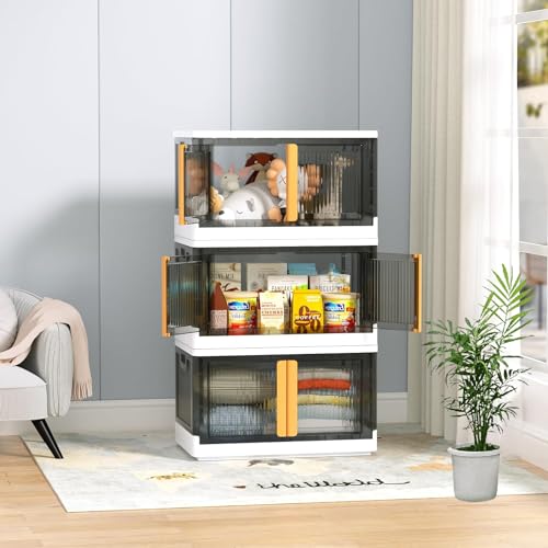 Image of Cupborad For Cloth|Toys|Book|Shoes Storage Oragnizer Multiuse Office Kitchen Fodable Storage Box Pack Of (3, DubleDoor)