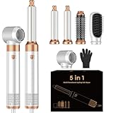 5 in 1 Blow Dryer Brush Set,Hot Air Styler Negative Ion Air Curling Wrap Air Curler, Round Brush Blow Dryer Curling Iron Hair Styling Tools Gift for Dry,Volumize, Straight,Curl,100-120V