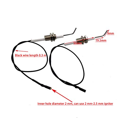 METER STAR Push Button Piezo Igniter Mit Threaded Universal Ceramic Electrode Ignition Spark Plug Wire 0,3 Meter Electronic Device Set von 2