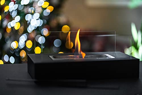 Mtapf® Tabletop Fire Pit Indoor Outdoor Portable Table Top Firepit With Funnel And Skewers Real Flame Smokeless Odorless Bio Ethanol Fuel Fireplace For Decor Patio Or Smores (7X14, Black) #TOP3