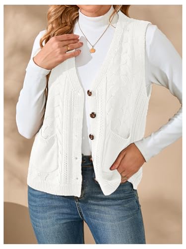 Image of Verdusa Women's Sweater Vest Tops For Women Trendy Sleeveless Button Down Cardigan Outwear