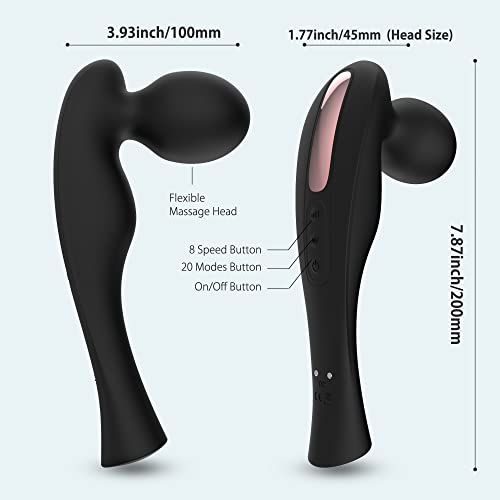 Kelite Upgraded Personal 20 Patterns & 8 Speed Back Massager Wand - Small Handheld Vibration Massager - Men & Women - Perfect For Body Tension Relief, Muscle, Soreness, Recovery-7.87*1.77In(Black) #TOP2