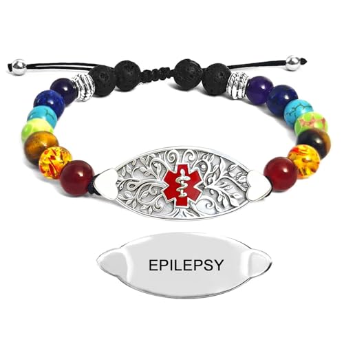 Bracelet de guérison des chakras avec plaque d'identification