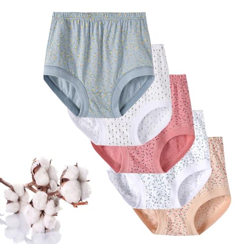 Ogvfunv Seniors Women's Cotton Underwear High Waisted Full Coverage Briefs