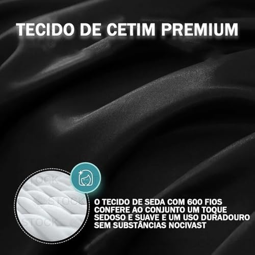 Fronhas de Cetim Kit com 2 Peças Luxuosas e Macias 4 Abas Capa Para Travesseiro 50x70cm Seda Cama de