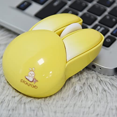 Lomiluskr Cute Bunny Wireless Mouse, Lightweight Soundless Mouse, 2.4G Wireless Mice, Candy Colors, Kawaii Rabbit Mouse For Girls And Kids (Yellow Bunny) #TOP7