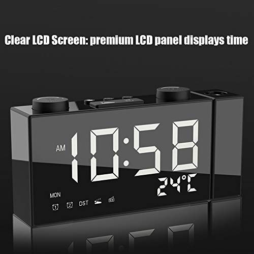 mewmewcat Despertador com projeção digital LCD e rádio-controle meteorológico sem fio Relógio com es