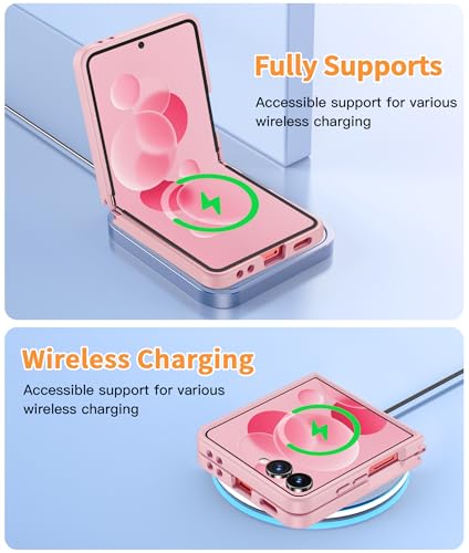 Image of FNTCASE for Samsung-Galaxy Z-Flip-7 Magnetic Case:Translucent Matte Textured Military Grade Drop Protection Phone Cover - Durable Rugged Shockproof Protective Bumper Cases