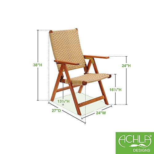 Achla Designs 125-8002 Folding Dining Arms, Polyweave Chair, Oiled Finish #TOP2
