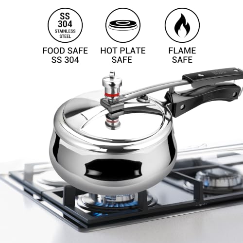 Image of Milton Pro cook Triply Stainless Steel Royal Curve Inner Lid Pressure Cooker 3 Litre | Induction & Gas Stove Compatible| Even Heat, Healthy Cooking | Safe & Durable, ISI Certified, 5Y Warranty, Silver