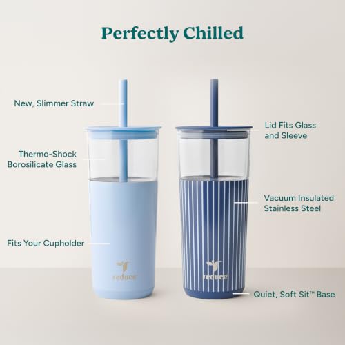 Image of REDUCE Aspen - 20oz Vacuum Insulated Glass Tumbler - Extra Wide Straw & Lid