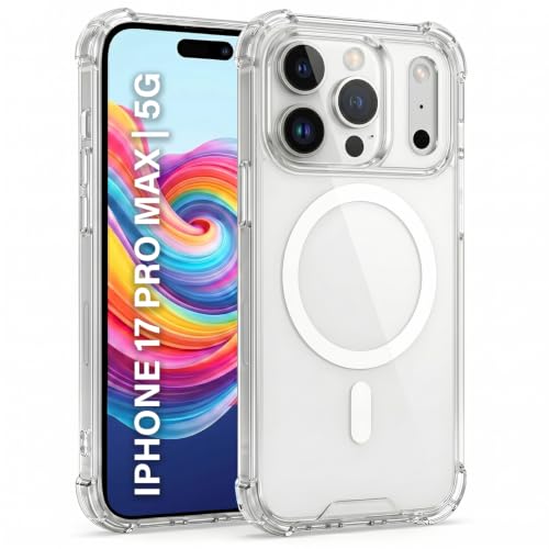 Image of TRUEUPGRADE Back Cover for iPhone 17 Pro Max Non Mag-Safe Transparent PC + TPU Bumper Case with Magnetic Print Shockproof Protection (Transparent Mag-Safe)