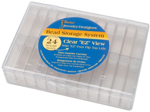 Darice 6-1/4-Inch by 4-1/2-Inch by 1-7/16-Inch Bead Container with 24 Flip Top Canisters (2025-149)