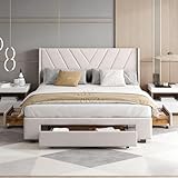 Structure robuste : Le cadre de lit est composé d'une combinaison de lattes de bois et d'un sommier métallique, garantissant stabilité et durabilité. Chaque latte peut supporter 40 kg, offrant un soutien solide. La structure robuste soutient efficacement le matelas et prolonge la durée de vie du lit.