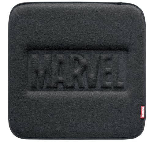 ボンフォーム(BONFORM) マーベル ロゴ入りクッション グレー 45x45cm ベロア生地 ふわふわの肌ざわり ウレタンフォーム Disney MARVEL 5213-02GY