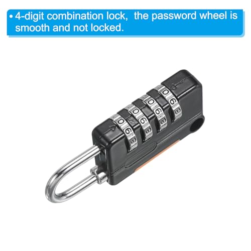 Image of PATIKIL Security Steel Cable with 4 Digit Combination Lock, 2 Set 3.3Ft Coated Safety Wire Rope Double Loop Padlock for Outdoor Travel Luggage, Black