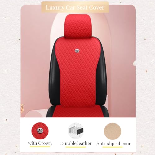 Image of Red Leather Car Seat Covers Full Set Waterproof Universal Auto Seat Covers