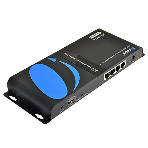 Image of OREI 1x4 HDMI Extender Splitter Over Single Cable CAT6 /7 1080P with IR Remote EDID Management - Up to 400 Ft - Loop Out - Low Latency Black