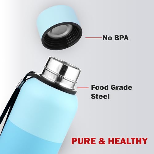Image of Cello Neo Kent Thermosteel Flask, 550ml, Blue | 24 Hours Hot and Cold Stainless Steel Bottle | Flask for Tea Coffee | Ideal for Office, Gym, Home, Kitchen, Hiking, Travel Bottle