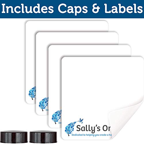 Empty Amber Glass Spray Bottles with Labels (2 Pack) - 16oz Refillable Container for Essential Oils, Cleaning Products, or Aromatherapy - Durable Black Trigger Sprayer w/Mist and Stream Settings