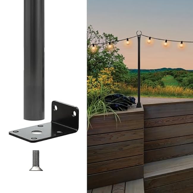 EXCELLO GLOBAL PRODUCTS 2 Pack of 5.3' Deck/Fence String Light Poles