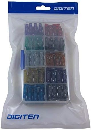 DIGITEN Assorted Auto Car Standard Blade Fuse 2A 3A 5A 7.5A 10A 15A 20A 25A 30A 35A (Pack of 100)