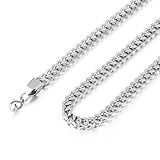HZMAN Franco Chain for Men 4mm Stainless Steel Men's Silver Chain Square Box Link Chain Necklace 16-30 Inch (18in)