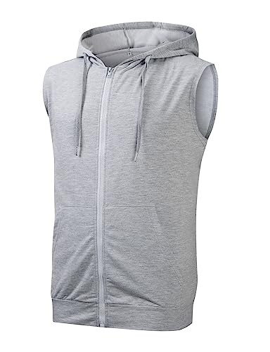 Cabeen Uomo Felpa con Zip e Cappuccio Senza Maniche Palestra Canotta Bodybuilding Gilet con Tasche