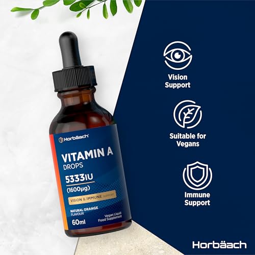 Vitamin A Drops 5333IU | 60 mL | High Strength Vitamin A as Retinol Palmitate | Vegan Liquid Oral Supplement for Adults | Orange Flavour | By Horbaach - Image 5